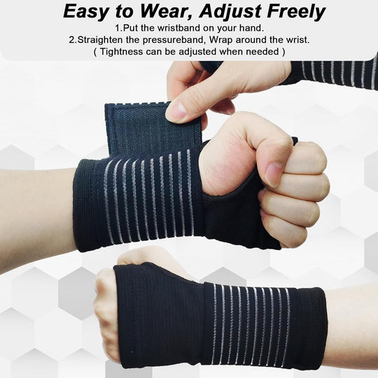 2 Pack Compression Wrist Brace & Adjustable Wrist Support