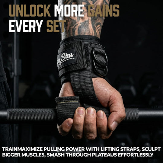 Premium Weight Lifting Straps with Heavy-Duty D-Ring