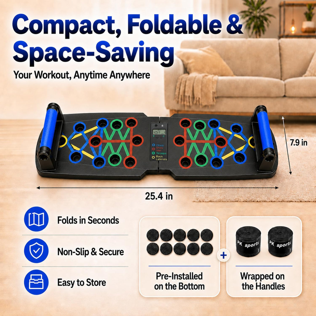 Thrive On™ Strength Board – Adjustable Foldable Push Up Trainer with Built-In Rep Counter