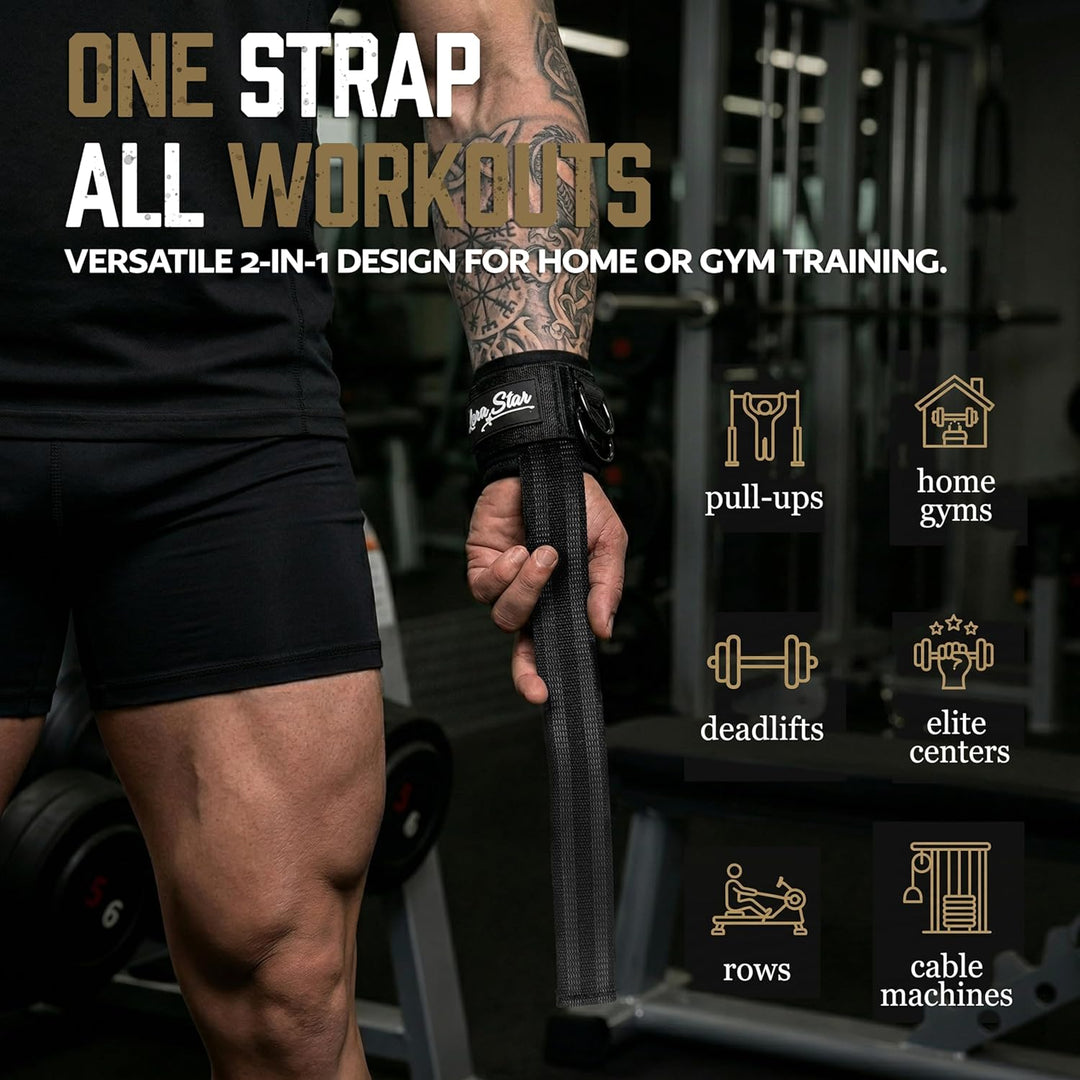 Premium Weight Lifting Straps with Heavy-Duty D-Ring