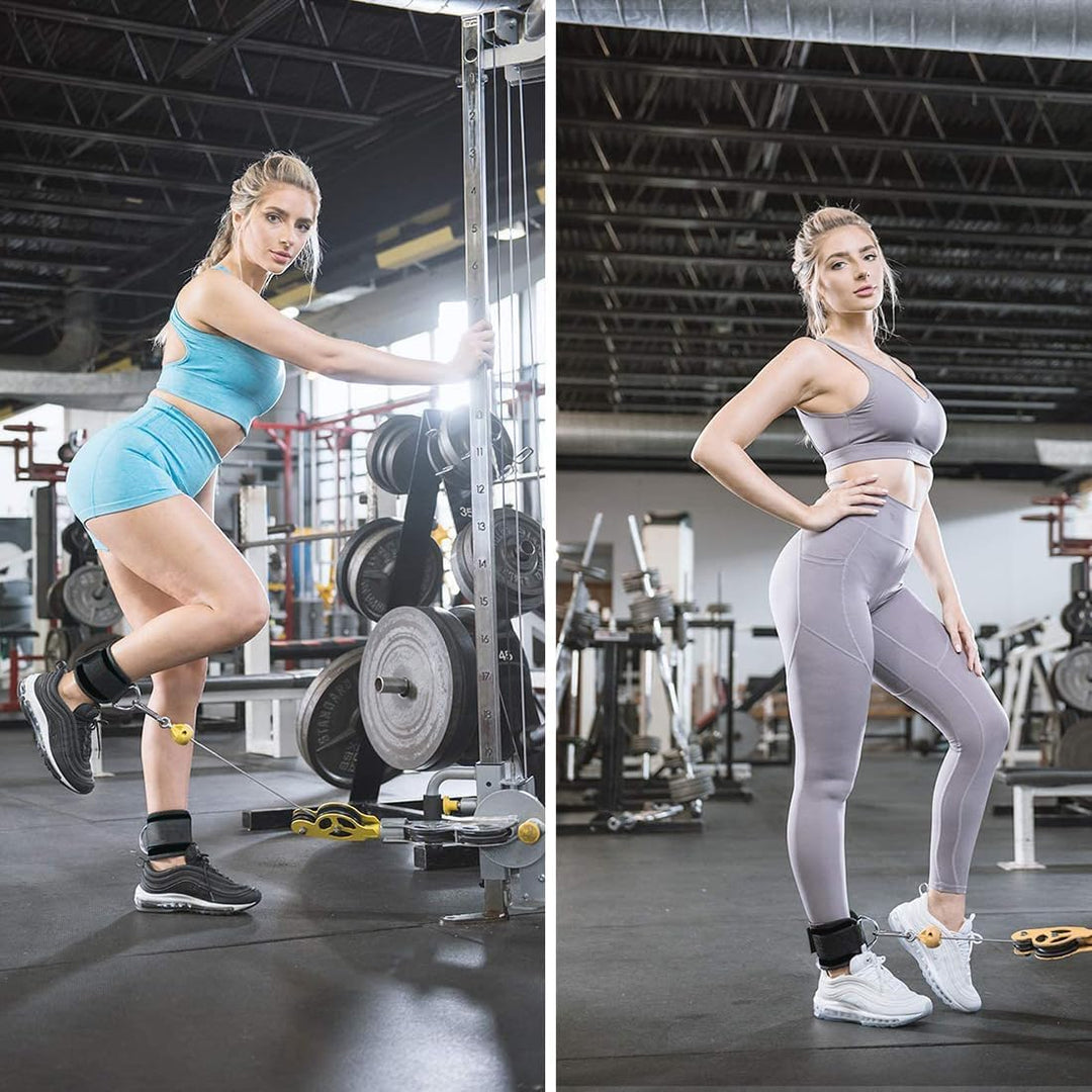 Premium Ankle Straps for Cable Machines – Adjustable Padded Glute Kickback Cuffs with D-Ring