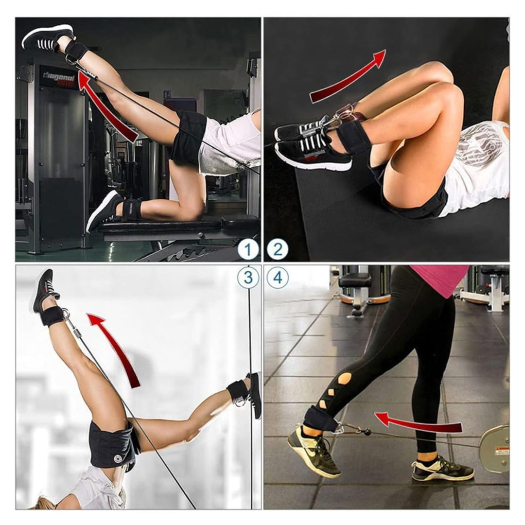 Premium Ankle Straps for Cable Machines – Adjustable Padded Glute Kickback Cuffs with D-Ring