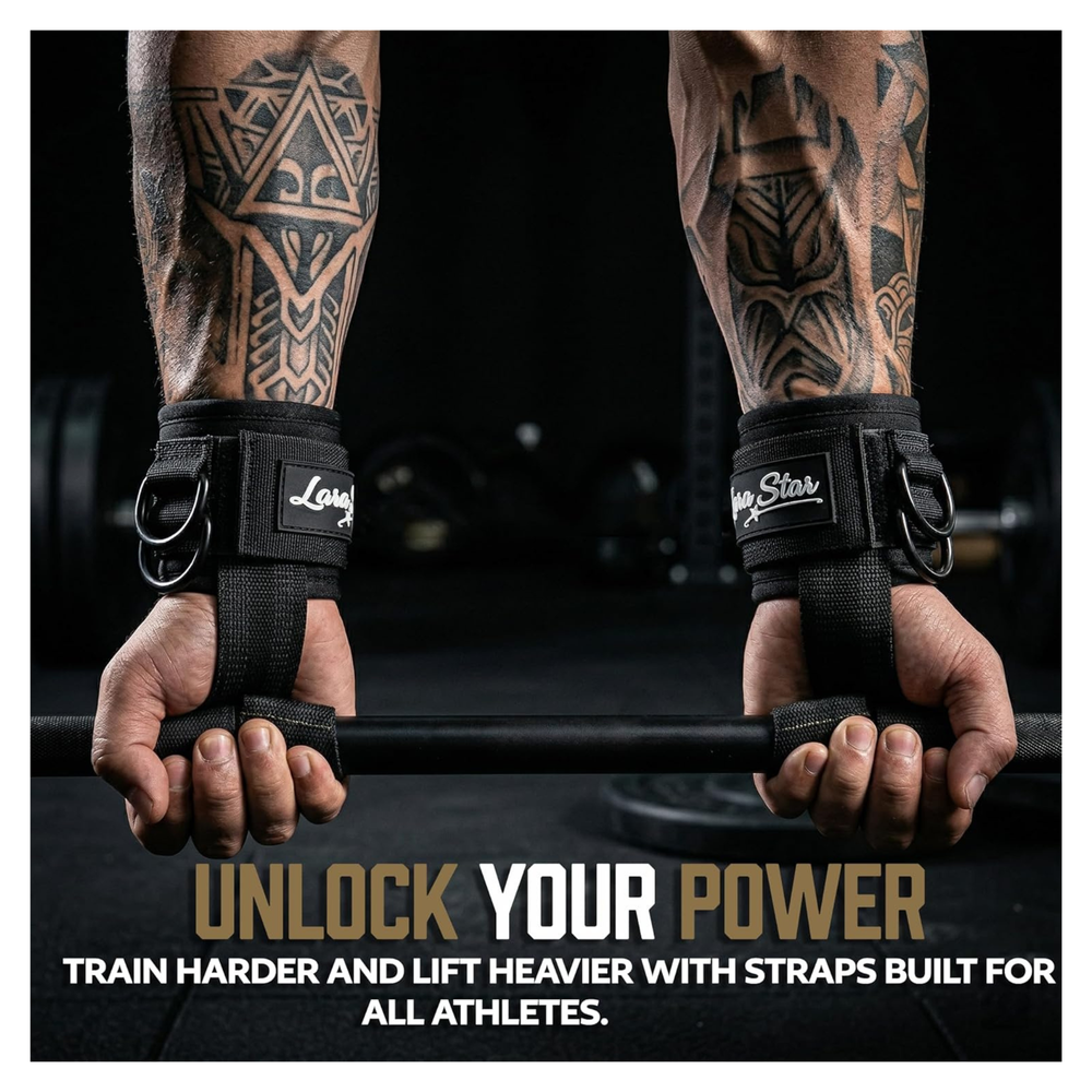 Premium Weight Lifting Straps with Heavy-Duty D-Ring