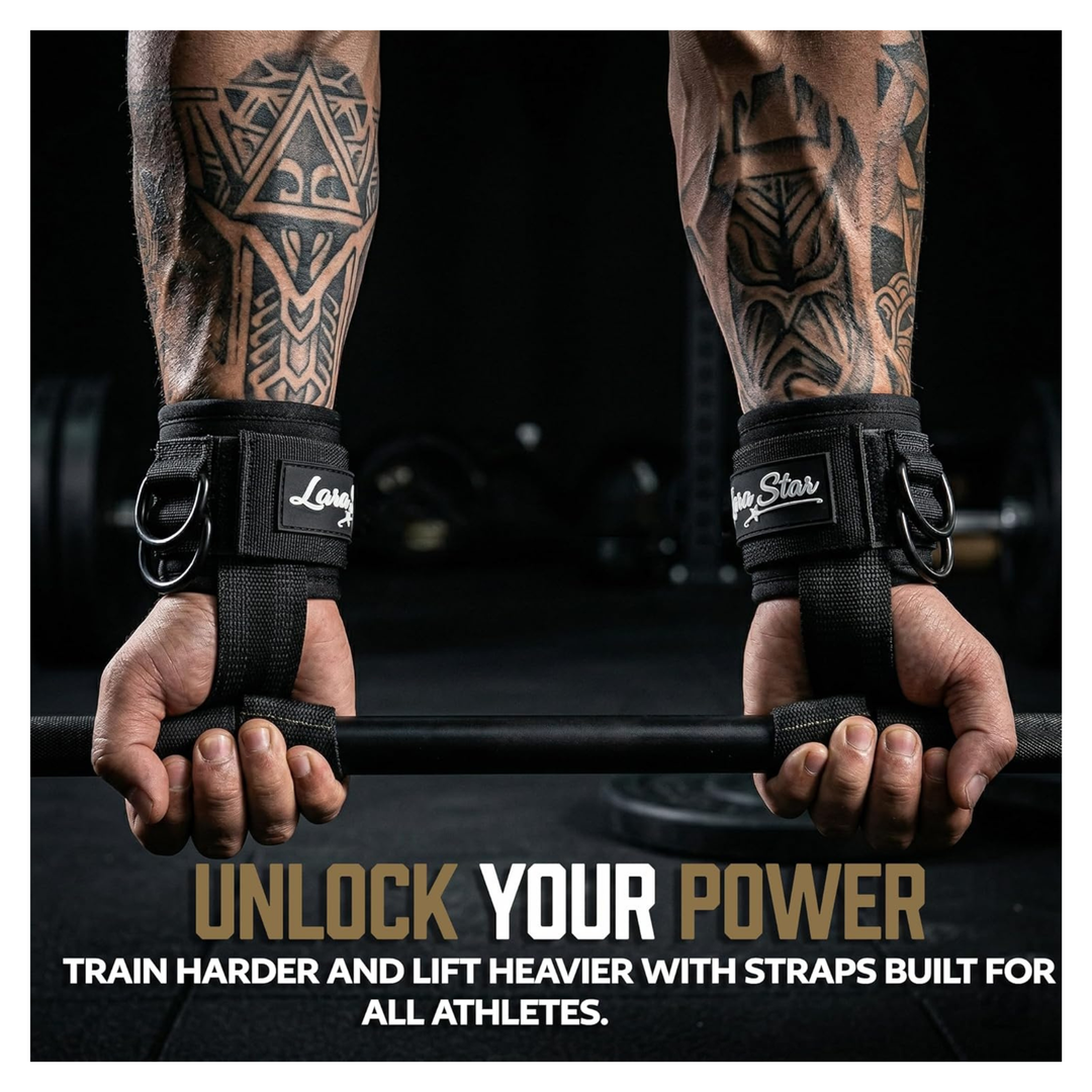 Premium Weight Lifting Straps with Heavy-Duty D-Ring